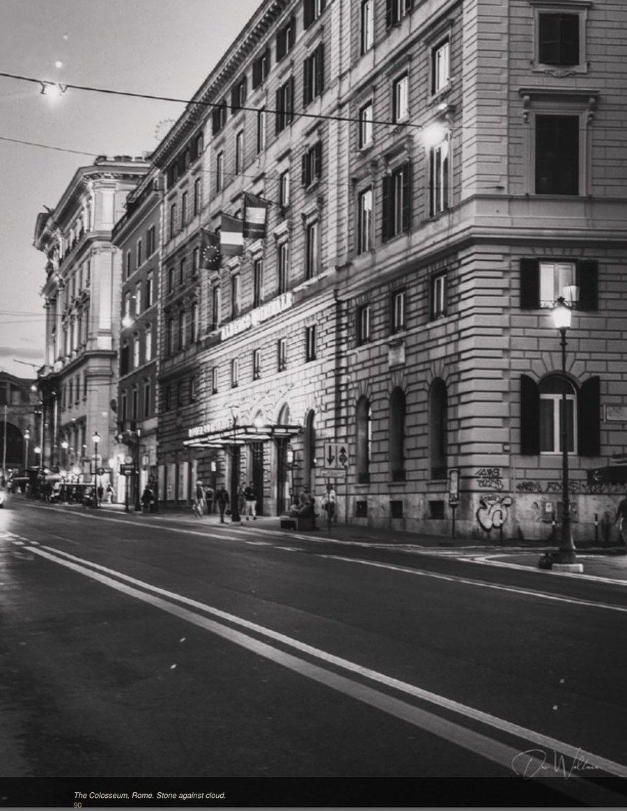 Black-and-white architectural stillness from Movement III, Reflections in Contrast